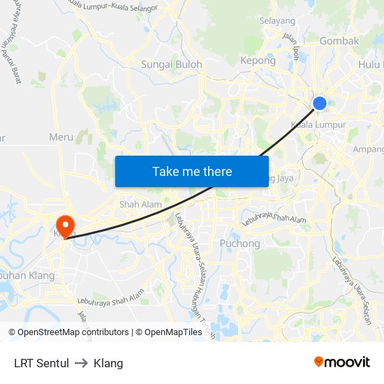 LRT Sentul to Klang map