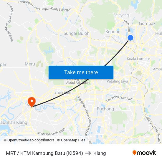 MRT / KTM Kampung Batu (Kl594) to Klang map