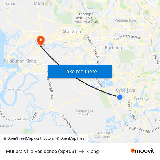 Mutiara Ville Residence (Sp403) to Klang map