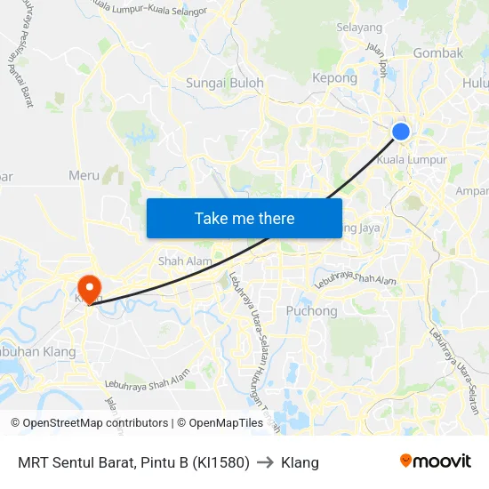 MRT Sentul Barat, Pintu B (Kl1580) to Klang map