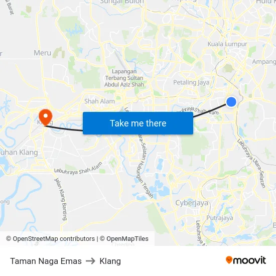 Taman Naga Emas to Klang map