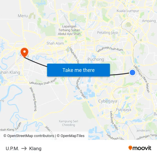 U.P.M. to Klang map