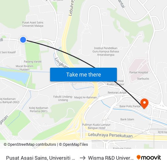 Pusat Asasi Sains, Universiti Malaya (Kl1108) to Wisma R&D Universiti Malaya map