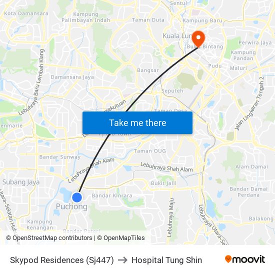 Skypod Residences (Sj447) to Hospital Tung Shin map