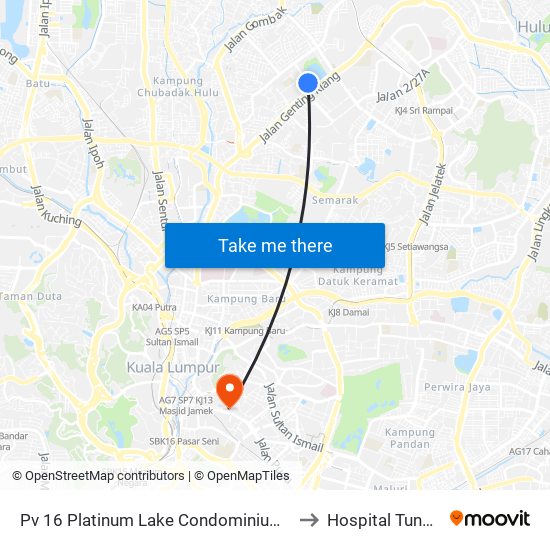 Pv 16 Platinum Lake Condominium (Kl1520) to Hospital Tung Shin map
