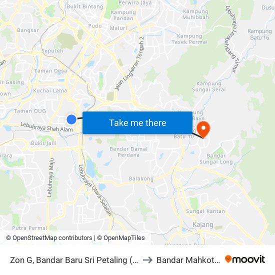 Zon G, Bandar Baru Sri Petaling (Utara) (Kl1304) to Bandar Mahkota Cheras map
