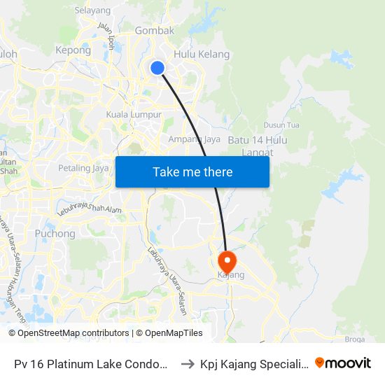 Pv 16 Platinum Lake Condominium (Kl1520) to Kpj Kajang Specialist Hospital map