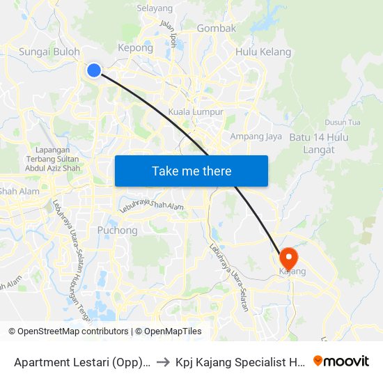 Apartment Lestari (Opp) (Pj62) to Kpj Kajang Specialist Hospital map