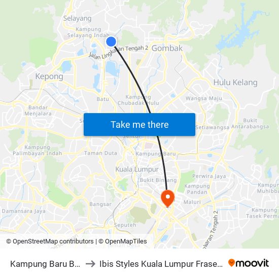 Kampung Baru Batu Caves to Ibis Styles Kuala Lumpur Fraser Business Park map