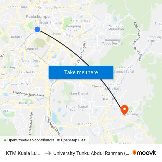 KTM Kuala Lumpur (Kl1093) to University Tunku Abdul Rahman (Utar) Sungai Long Campus map