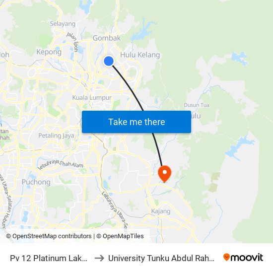 Pv 12 Platinum Lake Condominium (Kl942) to University Tunku Abdul Rahman (Utar) Sungai Long Campus map