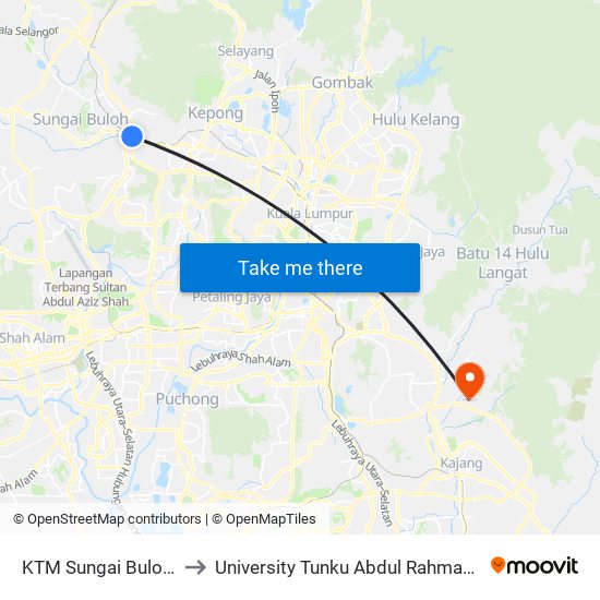 KTM Sungai Buloh (Timur) (Pj655) to University Tunku Abdul Rahman (Utar) Sungai Long Campus map