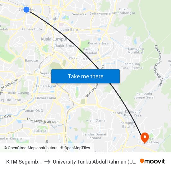KTM Segambut (Kl2331) to University Tunku Abdul Rahman (Utar) Sungai Long Campus map