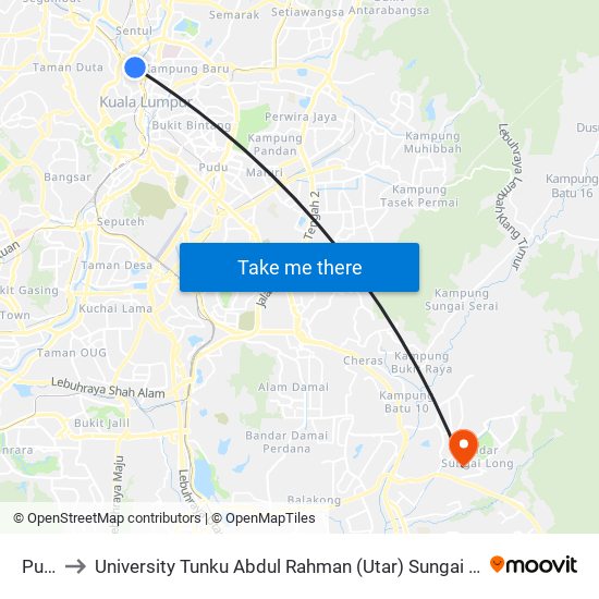 Putra to University Tunku Abdul Rahman (Utar) Sungai Long Campus map