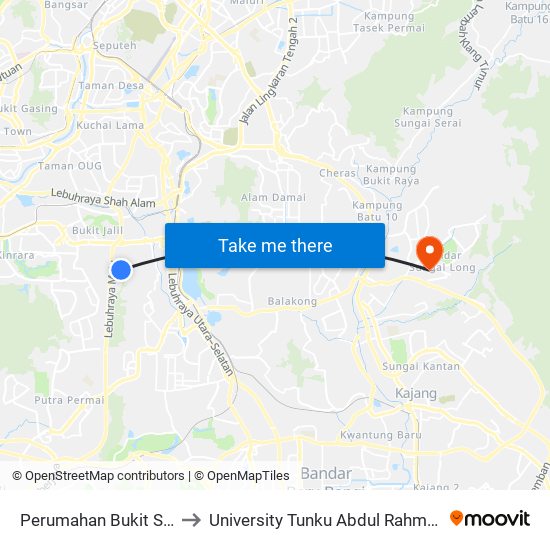 Perumahan Bukit Serdang 10/1 (Sj770) to University Tunku Abdul Rahman (Utar) Sungai Long Campus map