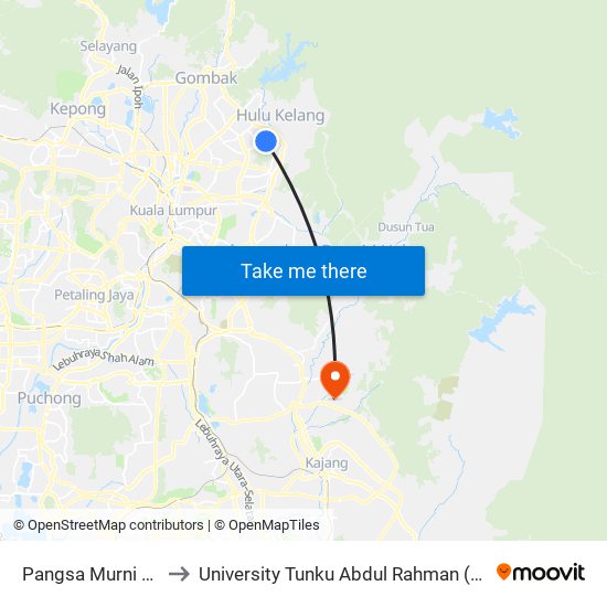 Pangsa Murni Condominium to University Tunku Abdul Rahman (Utar) Sungai Long Campus map