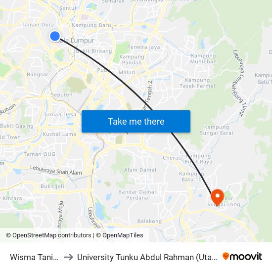 Wisma Tani (Kl2257) to University Tunku Abdul Rahman (Utar) Sungai Long Campus map