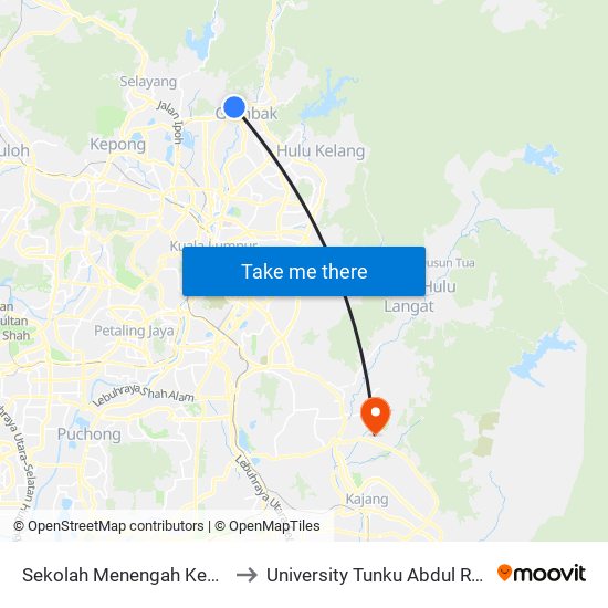 Sekolah Menengah Kebangsaan Hillcrest (Opp) (Sl243) to University Tunku Abdul Rahman (Utar) Sungai Long Campus map