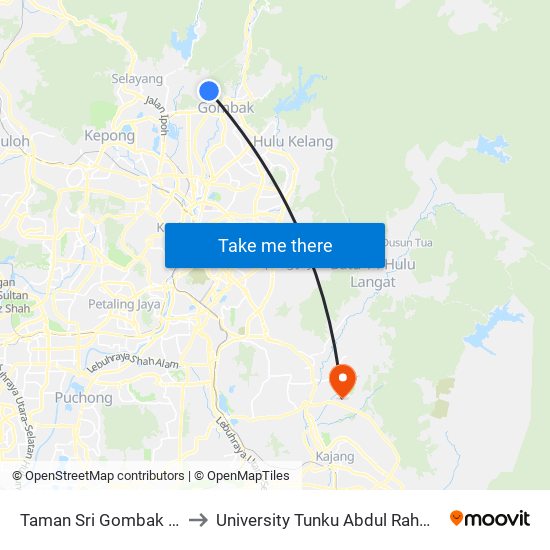 Taman Sri Gombak Fasa 9 (Timur) (Sl201) to University Tunku Abdul Rahman (Utar) Sungai Long Campus map