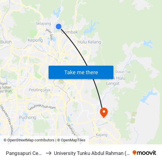 Pangsapuri Cempaka (Sl183) to University Tunku Abdul Rahman (Utar) Sungai Long Campus map