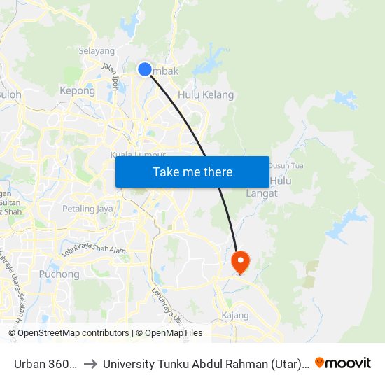 Urban 360 (Sl249) to University Tunku Abdul Rahman (Utar) Sungai Long Campus map