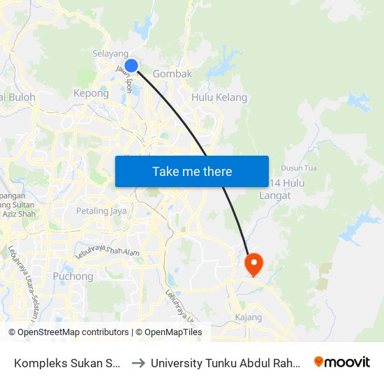 Kompleks Sukan Seri Siantan (Opp) (Sl83) to University Tunku Abdul Rahman (Utar) Sungai Long Campus map