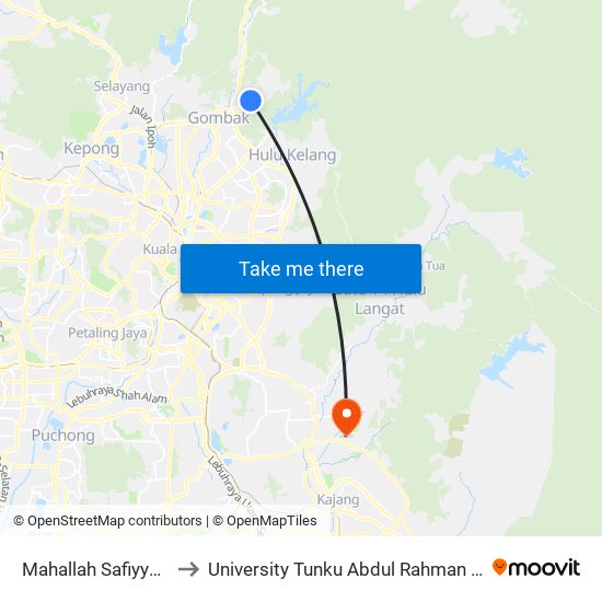 Mahallah Safiyyah, Uiam (Sl154) to University Tunku Abdul Rahman (Utar) Sungai Long Campus map