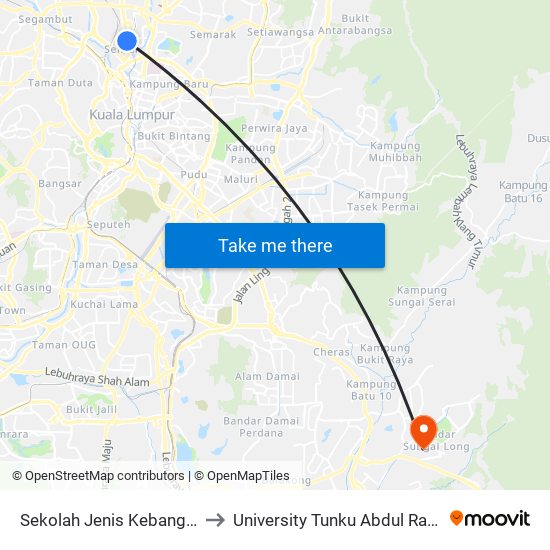 Sekolah Jenis Kebangsaan (Tamil) Sentul (Kl2052) to University Tunku Abdul Rahman (Utar) Sungai Long Campus map