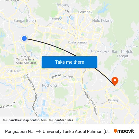 Pangsapuri Nuri (Sa732) to University Tunku Abdul Rahman (Utar) Sungai Long Campus map