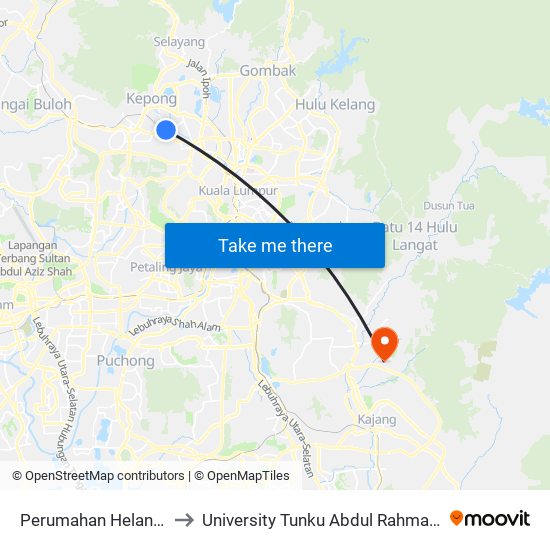 Perumahan Helang (Timur) (Kl1717) to University Tunku Abdul Rahman (Utar) Sungai Long Campus map