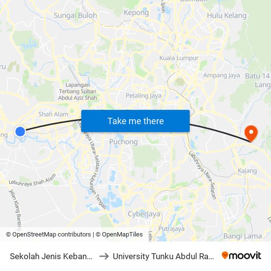 Sekolah Jenis Kebangsaan (Cina) Taman Rashna to University Tunku Abdul Rahman (Utar) Sungai Long Campus map