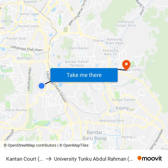 Kantan Court (Opp) (Sj784) to University Tunku Abdul Rahman (Utar) Sungai Long Campus map