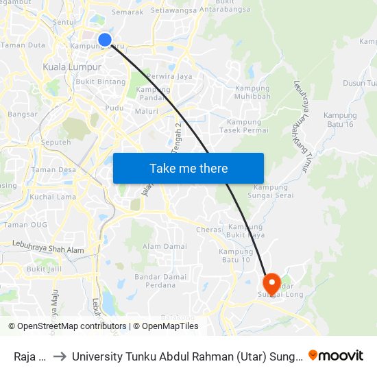 Raja Uda to University Tunku Abdul Rahman (Utar) Sungai Long Campus map