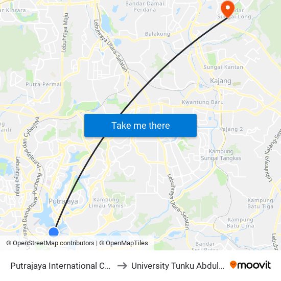 Putrajaya International Convention Centre, Main Entrance (Ppj29) to University Tunku Abdul Rahman (Utar) Sungai Long Campus map