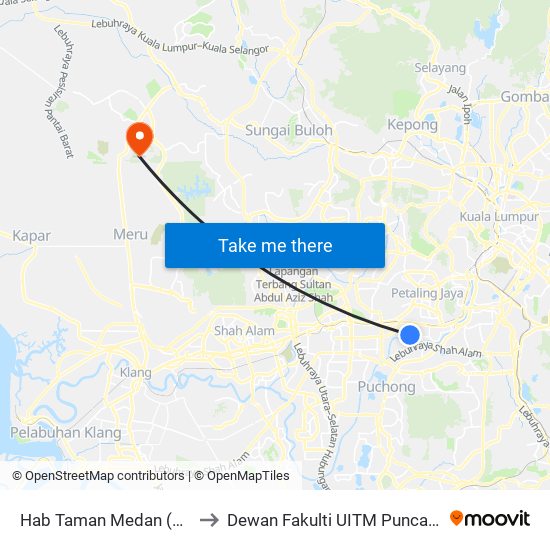 Hab Taman Medan (Pj137) to Dewan Fakulti UITM Puncak Alam map