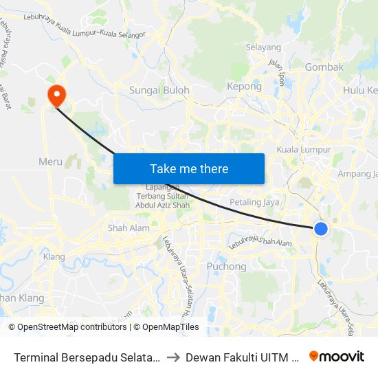 Terminal Bersepadu Selatan (Tbs) (Kl779) to Dewan Fakulti UITM Puncak Alam map