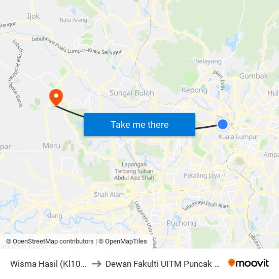 Wisma Hasil (Kl1026) to Dewan Fakulti UITM Puncak Alam map