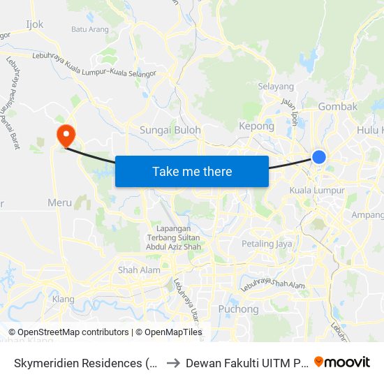 Skymeridien Residences (Opp) (Kl1593) to Dewan Fakulti UITM Puncak Alam map