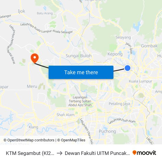 KTM Segambut (Kl2331) to Dewan Fakulti UITM Puncak Alam map