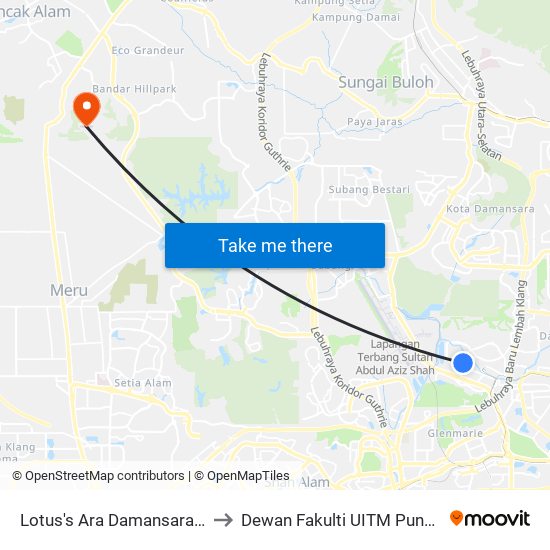 Lotus's Ara Damansara (Pj775) to Dewan Fakulti UITM Puncak Alam map