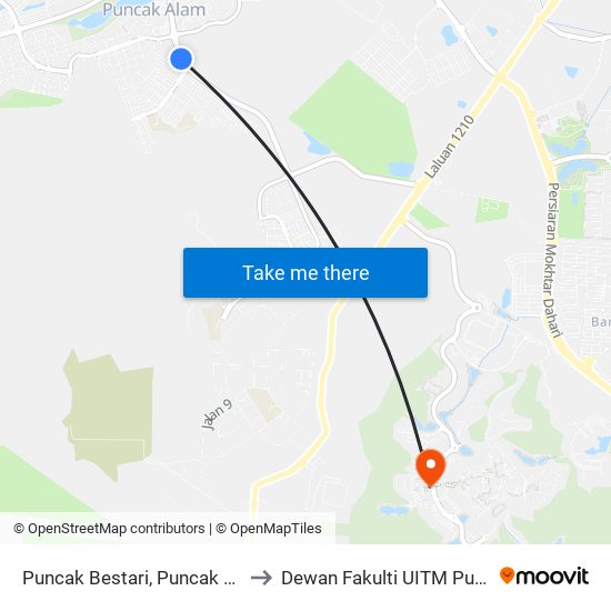 Puncak Bestari, Puncak Alam (Ks1) to Dewan Fakulti UITM Puncak Alam map