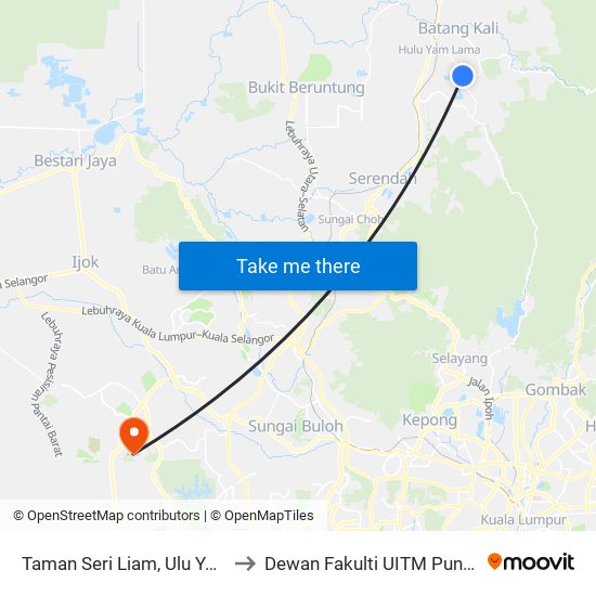 Taman Seri Liam, Ulu Yam Bharu to Dewan Fakulti UITM Puncak Alam map