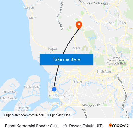 Pusat Komersial Bandar Sultan Suleiman (Bd448) to Dewan Fakulti UITM Puncak Alam map