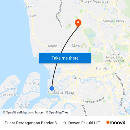 Pusat Perdagangan Bandar Sultan Suleiman (Utara) to Dewan Fakulti UITM Puncak Alam map