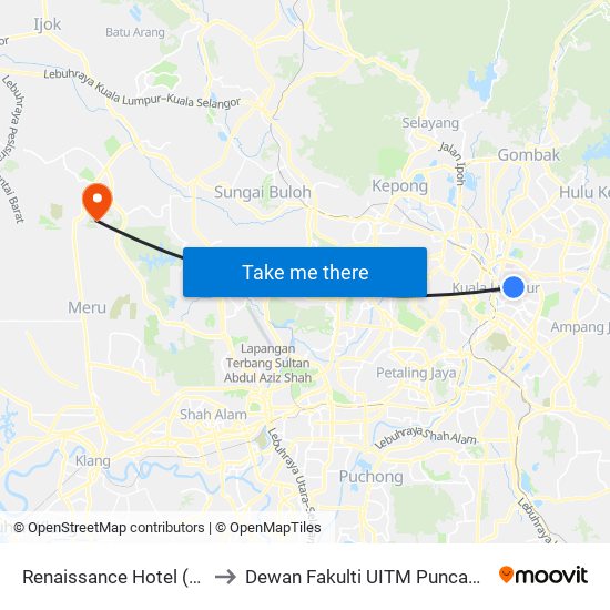 Renaissance Hotel (Kl99) to Dewan Fakulti UITM Puncak Alam map