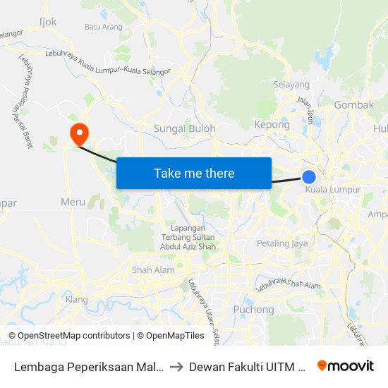 Lembaga Peperiksaan Malaysia (Kl1015) to Dewan Fakulti UITM Puncak Alam map