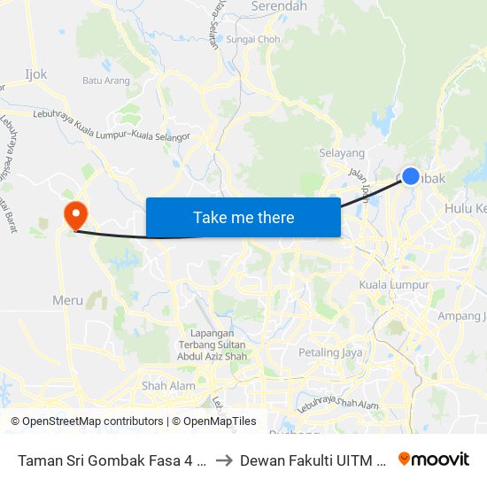 Taman Sri Gombak Fasa 4 (Timur) (Sl241) to Dewan Fakulti UITM Puncak Alam map