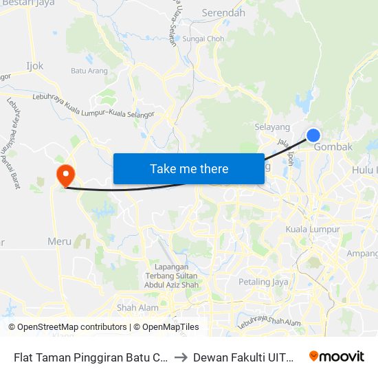 Flat Taman Pinggiran Batu Caves (Opp) (Sl177) to Dewan Fakulti UITM Puncak Alam map