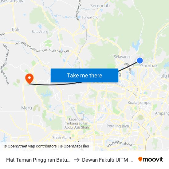 Flat Taman Pinggiran Batu Caves (Sl192) to Dewan Fakulti UITM Puncak Alam map