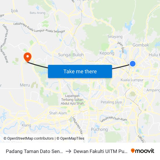 Padang Taman Dato Senu (Kl1005) to Dewan Fakulti UITM Puncak Alam map